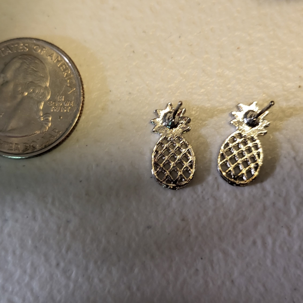 New Silver Pineapple Stud Earrings And Silver Pin… - image 1